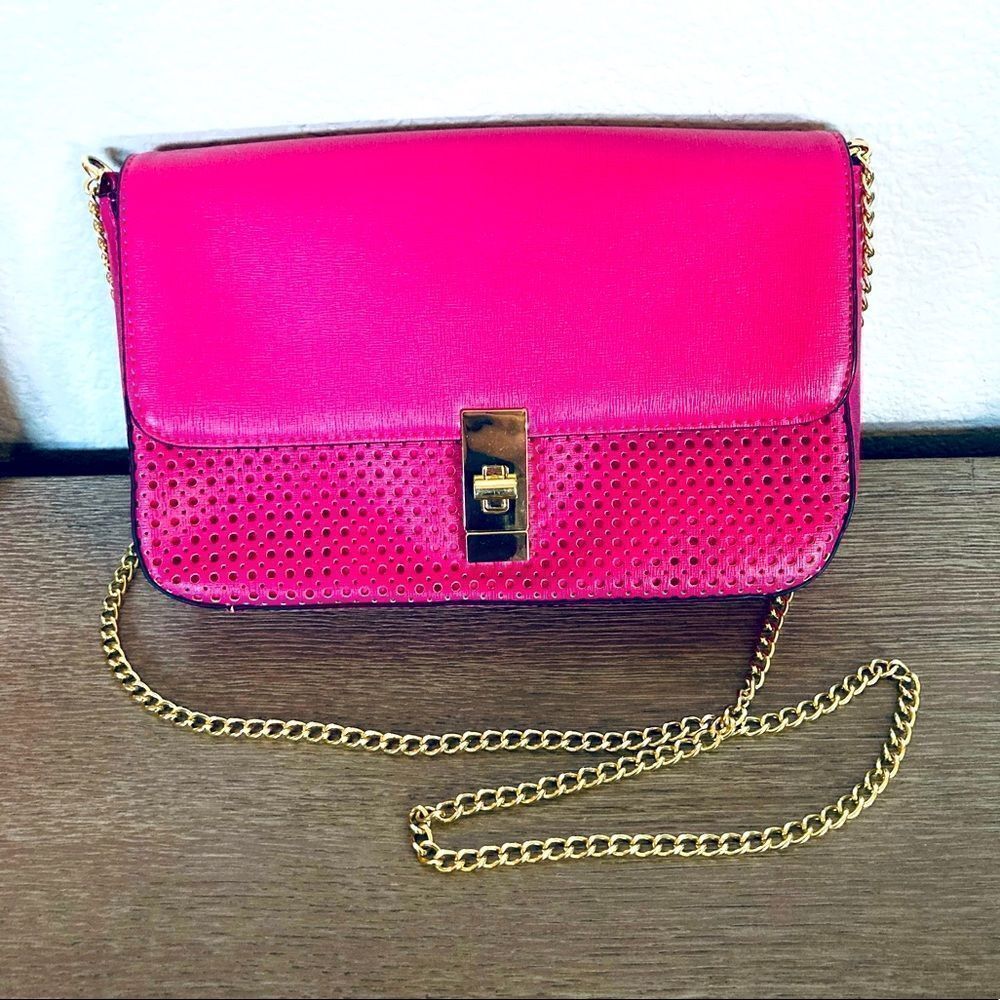 Kate Landry Pink Gold Chain Crossbody Bag Purse